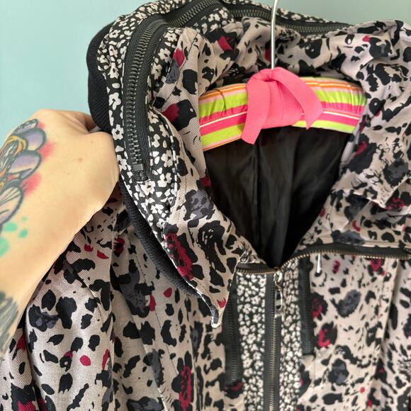 Unique WOMEN'S XL Animal Print Lavender Purple Zip Jacket Hooded Asian Cotton - Picture 10 of 16